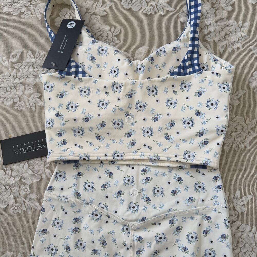 Astoria Activewear Blue Floral Gingham Set – Size M NWT - Picture 3 of 4